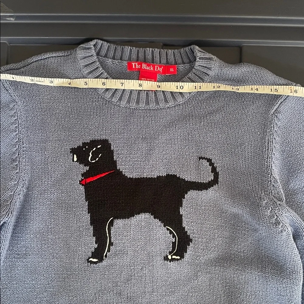 Blue Sweater with Black Dog Design Size XL KIDS
